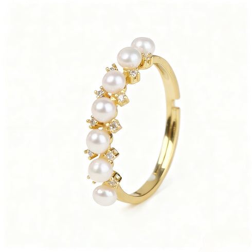 Garland Pearl Zirconia Ring - 18K Gold Vermeil